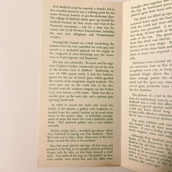 Vintage 1958 Fort Bedford Park and Museum Pennsylvania Travel Brochure Souvenir - Picture 4 of 10